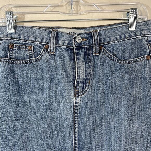 Gap Skirt Womens Sz 2 Denim Pencil 90s Y2K Front Slit Vintage Knee Length - Picture 4 of 6